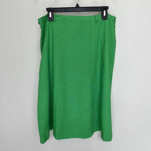 RARE 50s-60s Jr Plenty Shop Lane Bryant | Kelly Green Flared Midi Skirt Size Lar - Picture 6 of 7